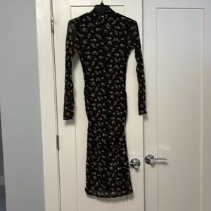 Never worn heart loom black long dress with flowers size small